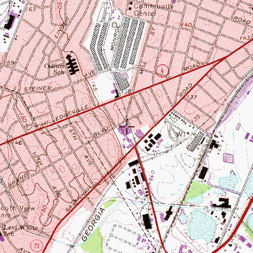 Topographic Map of A C Griggs Alternative School, GA