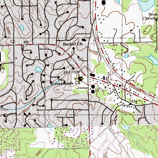 Topographic Map of Crossroads Church, GA