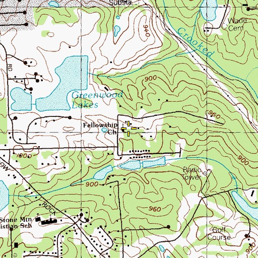 Topographic Map of Fellowship Church, GA