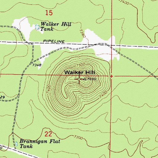 Topographic Map of Walker Hill, AZ