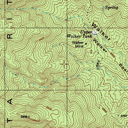 Topographic Map of Walker Mine, AZ