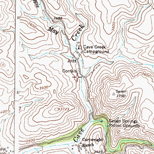 Topographic Map of Walnut Spring Canyon, AZ