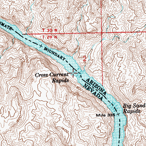 Topographic Map of Cross Current Rapids, NV
