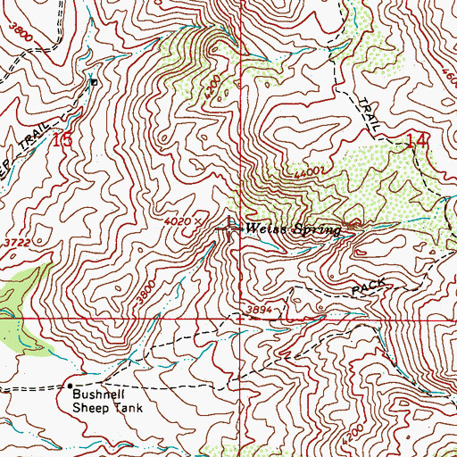 Topographic Map of Weiss Spring, AZ