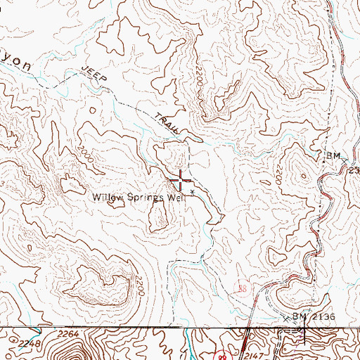 Topographic Map of Willow Springs Well, AZ