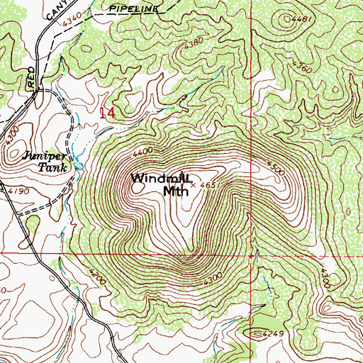 Topographic Map of Windmill Mountain, AZ