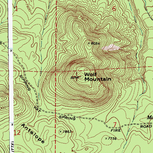 Topographic Map of Wolf Mountain, AZ