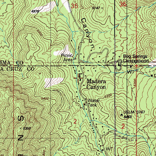 Topographic Map of Madera Canyon, AZ