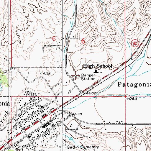 Topographic Map of Patagonia Ranger Station, AZ