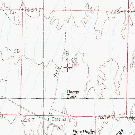 Topographic Map of Daggs Tank, AZ