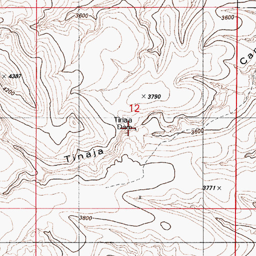 Topographic Map of Tinaja Dam, AZ