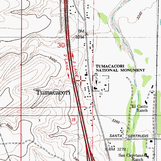 Topographic Map of Tumacacori, AZ