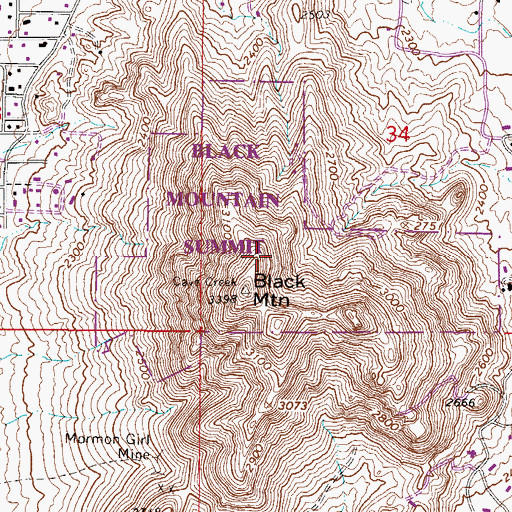 Topographic Map of Black Mountain Summit Park, AZ