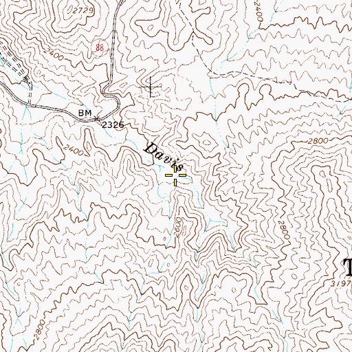 Topographic Map of Davis Spring, AZ