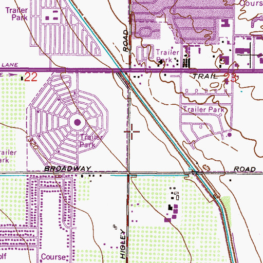 Topographic Map of Mesa Shadows Mobile Home Park, AZ