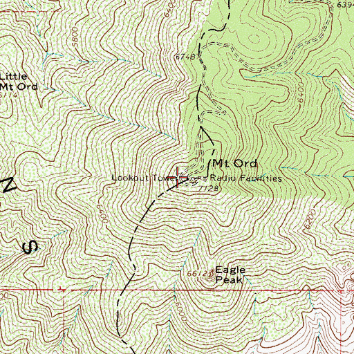 Topographic Map of Mount Ord Lookout Tower, AZ