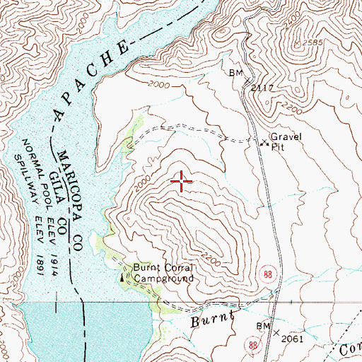 Topographic Map of Squaw Flat, AZ