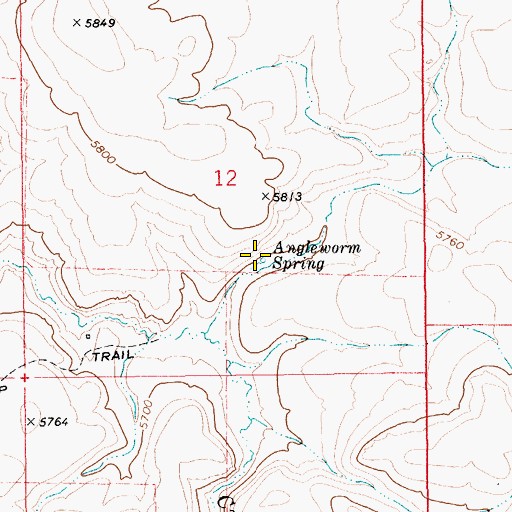Topographic Map of Angleworm Spring, ID
