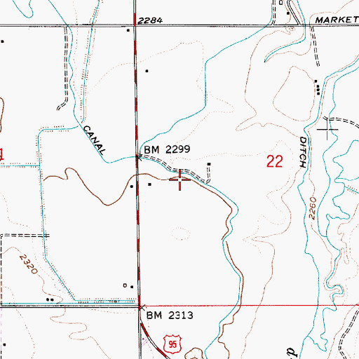 Topographic Map of B Line Canal, ID
