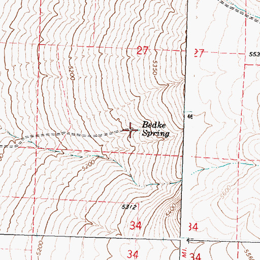 Topographic Map of Bedke Spring, ID