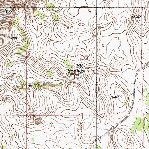 Topographic Map of Big Springs, ID