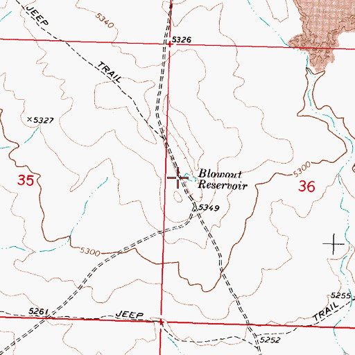 Topographic Map of Blowout Reservoir, ID