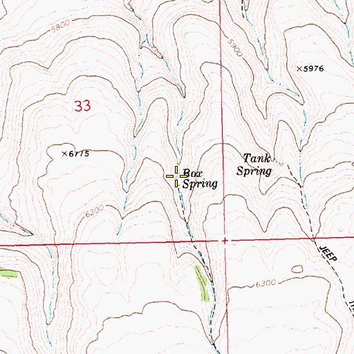 Topographic Map of Box Spring, ID