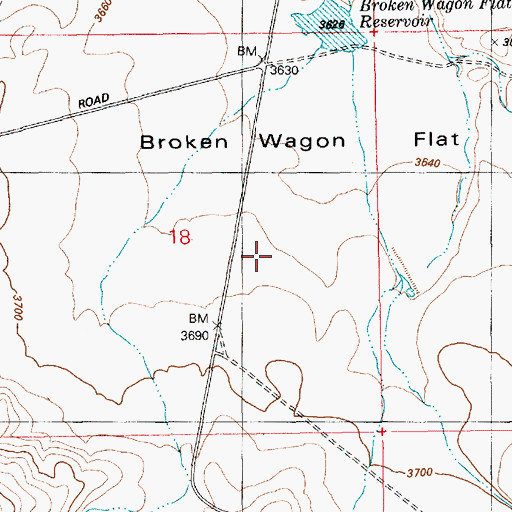 Topographic Map of Broken Wagon Flat, ID