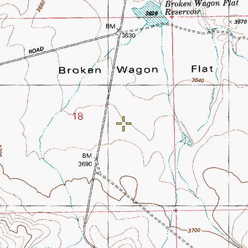 Topographic Map of Broken Wagon Flat, ID