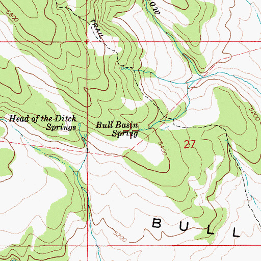 Topographic Map of Bull Basin Spring, ID