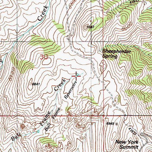 Topographic Map of Bull Frame Reservoirs, ID