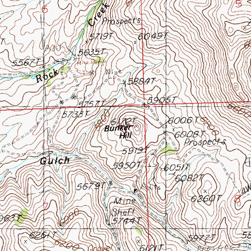 Topographic Map of Bunker Hill, ID