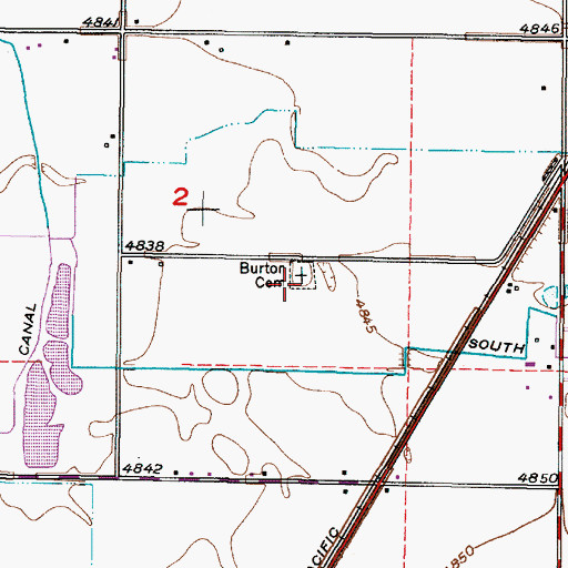 Topographic Map of Burton Cemetery, ID