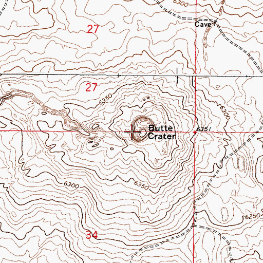 Topographic Map of Butte Crater, ID