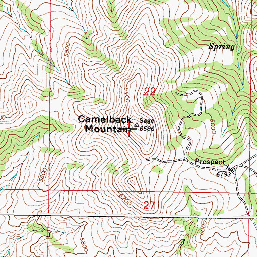 Topographic Map of Camelback Mountain, ID