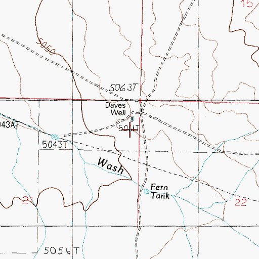 Topographic Map of Daves Well, AZ