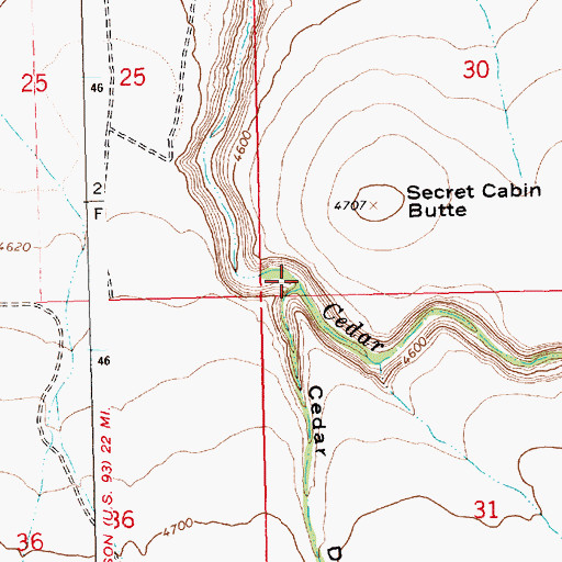 Topographic Map of Cedar Draw, ID