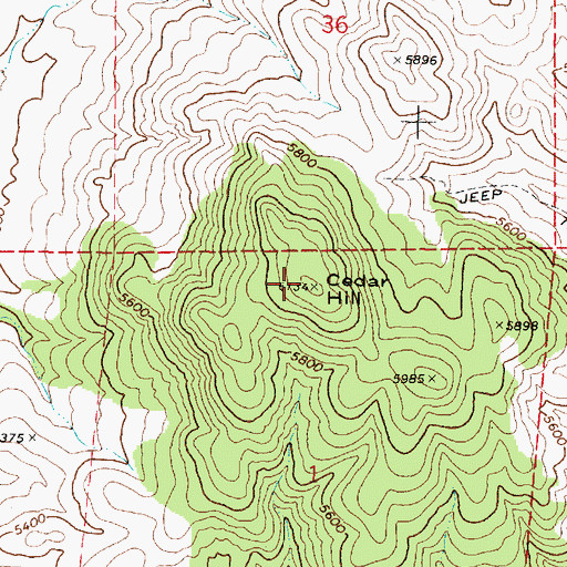 Topographic Map of Cedar Hill, ID
