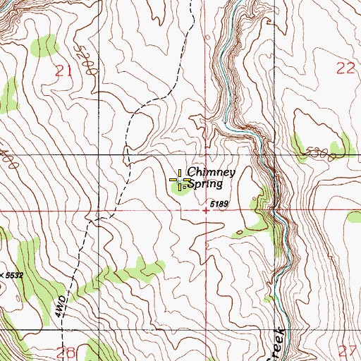 Topographic Map of Chimney Spring, ID