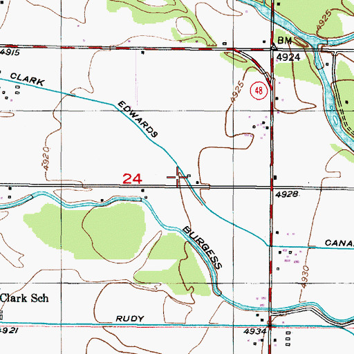 Topographic Map of Clark Edwards Canal, ID