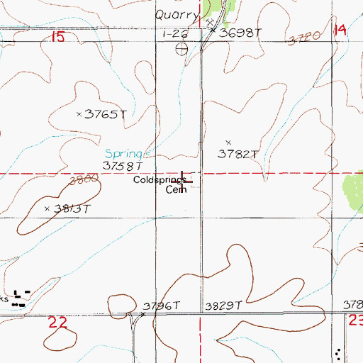Topographic Map of Coldsprings Cemetery, ID