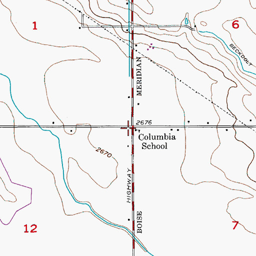 Topographic Map of Columbia School, ID