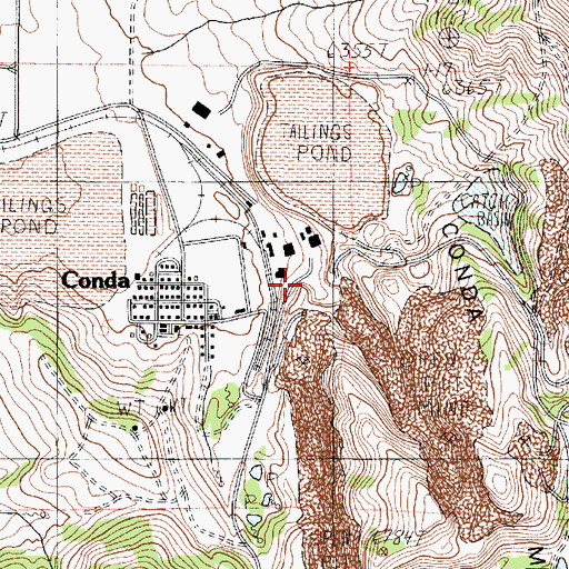 Topographic Map of Conda Mine, ID