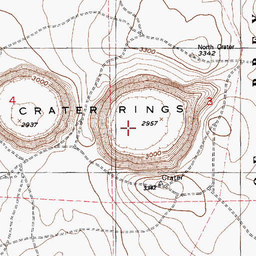 Topographic Map of Crater Rings, ID