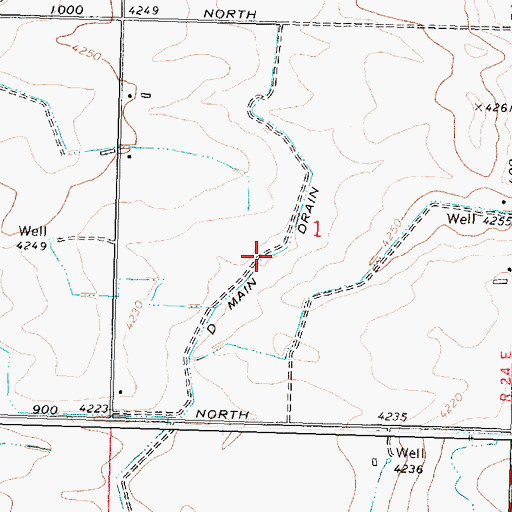 Topographic Map of D Main Drain, ID