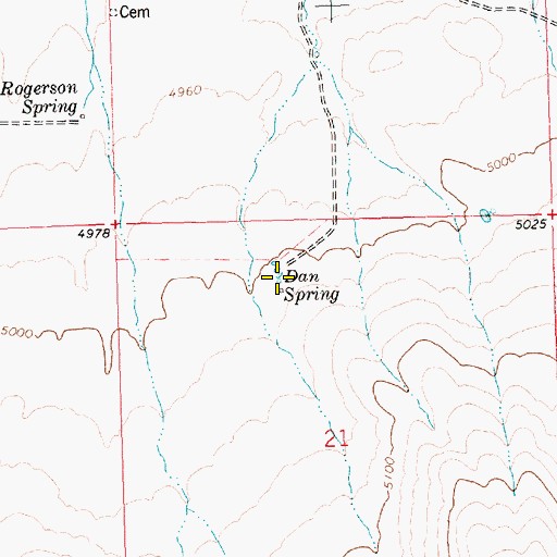 Topographic Map of Dan Spring, ID