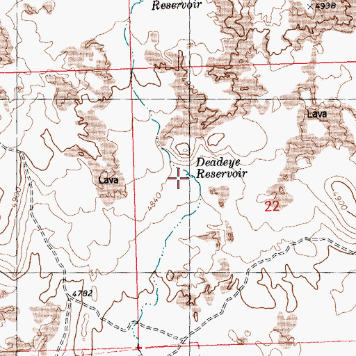 Topographic Map of Deadeye Reservoir, ID