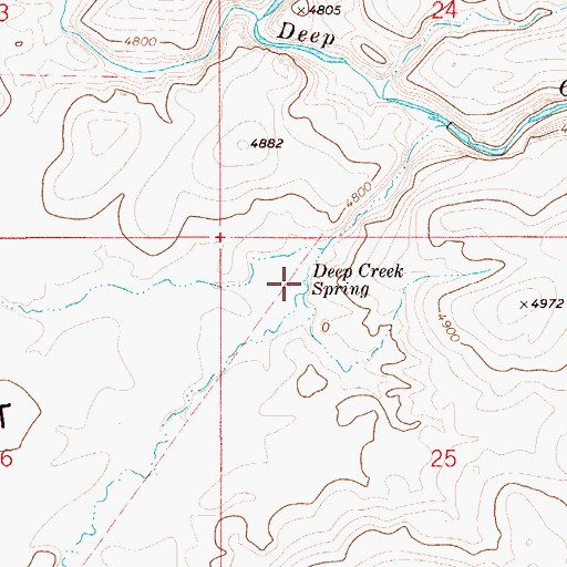 Topographic Map of Deep Creek Spring, ID