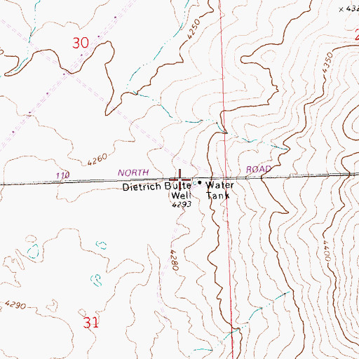 Topographic Map of Dietrich Butte Well, ID