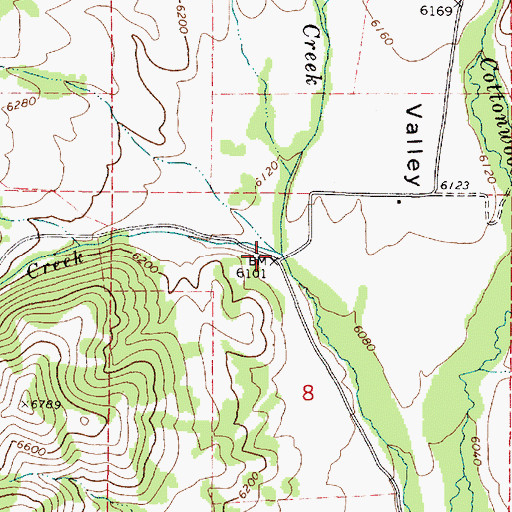 Topographic Map of Divide Creek, ID